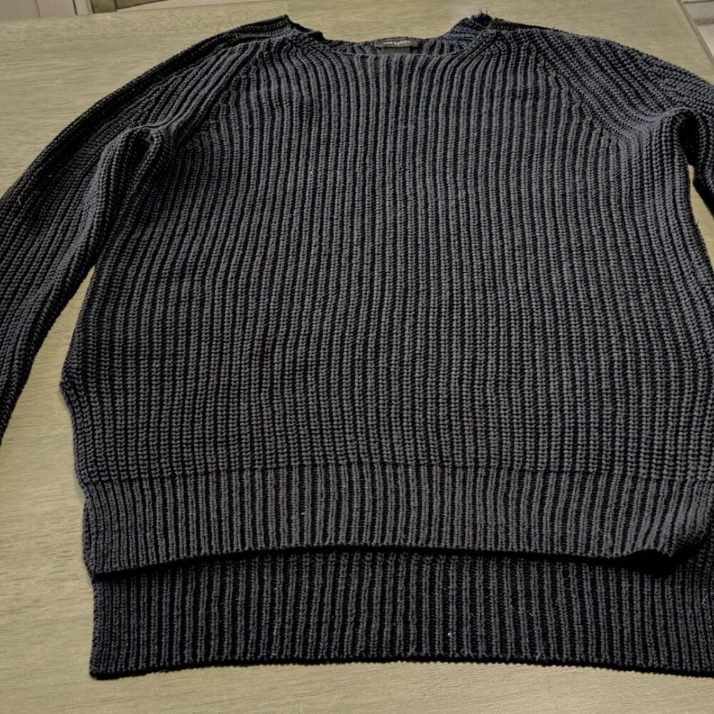 Ann Taylor scoop neck dark navy and black Hi/Low sweater.  size S